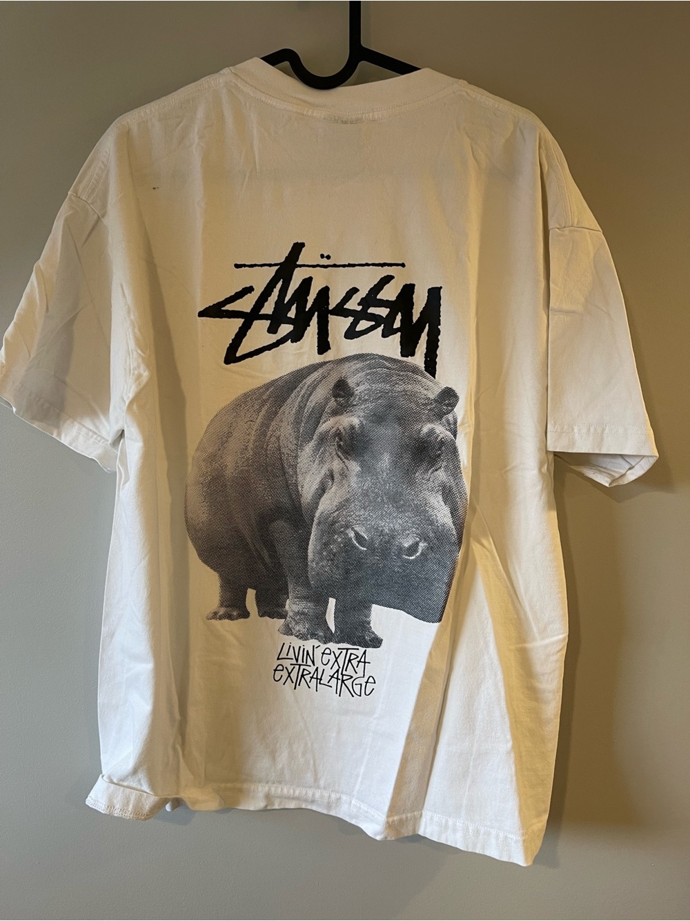 Stussy White Tee with Black Logo Tag
